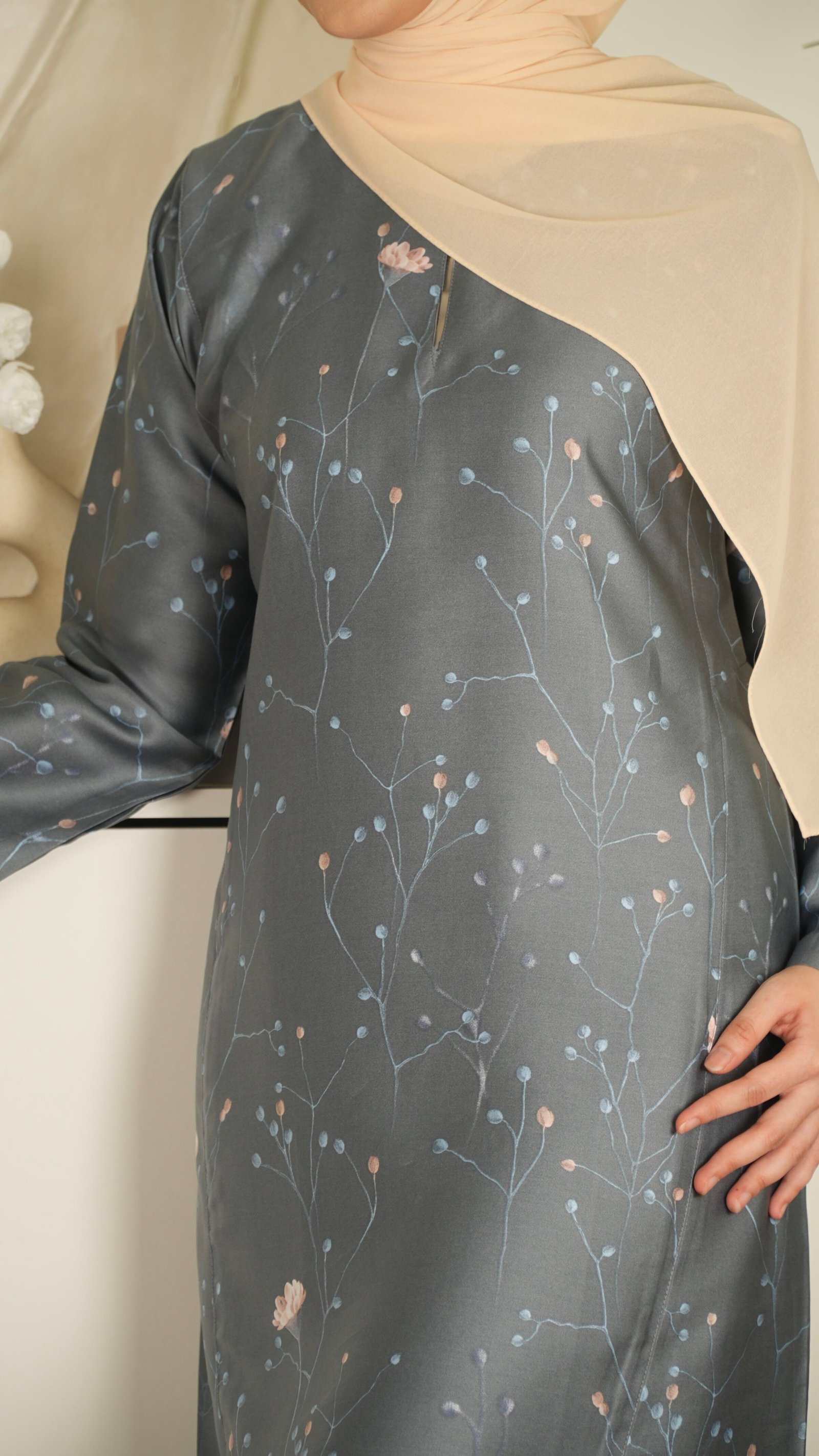 Kurung Pahang Tansilk - Bluish Grey