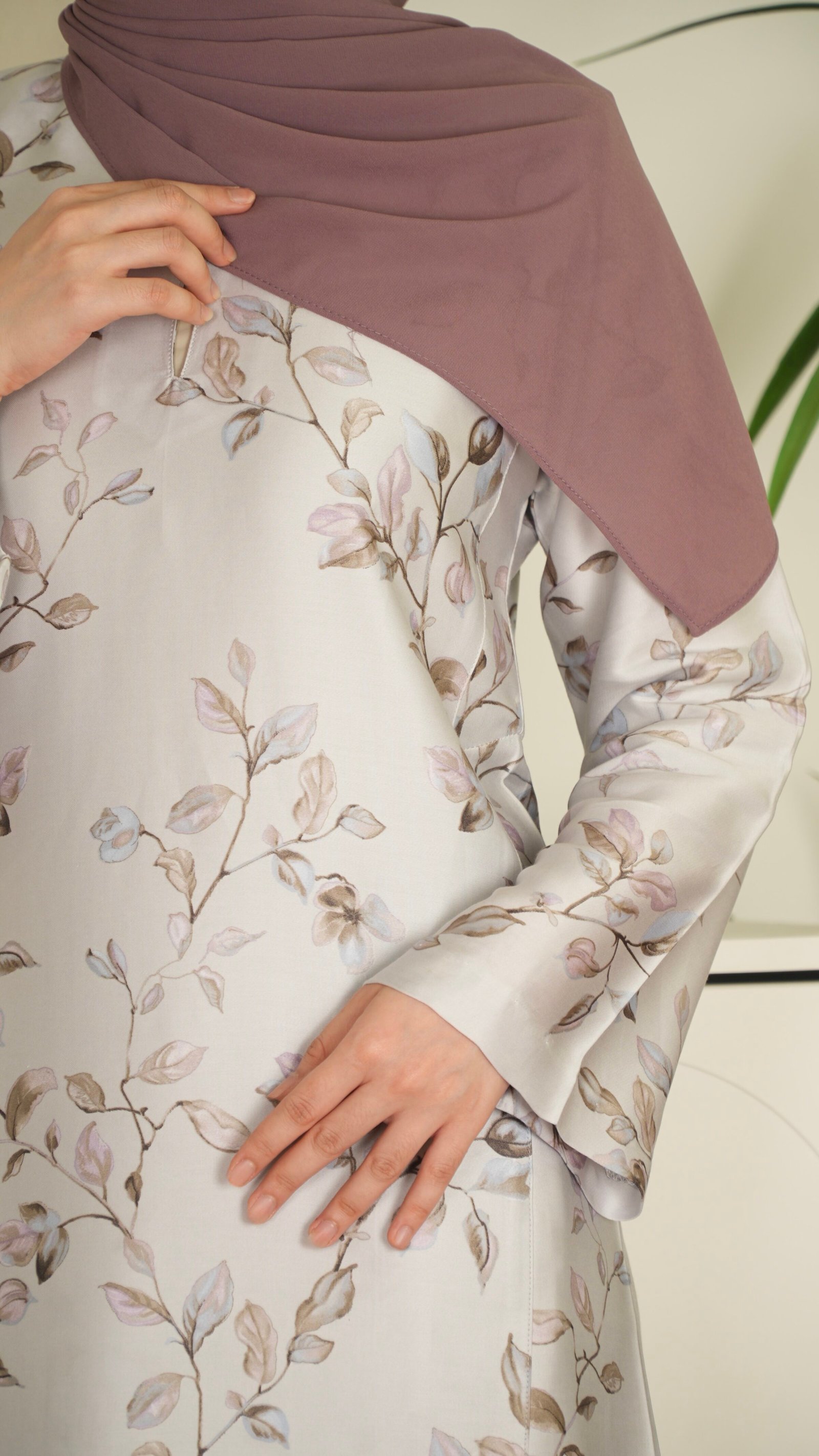 Kurung Pahang Tansilk - Grey Lilac
