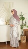 Kurung Pahang Tansilk - Grey Lilac