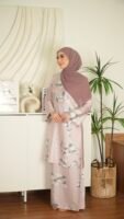 Kurung Pahang Tansilk - Lilac White Blooms