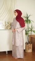Kurung Pahang Tansilk - Warm Grey
