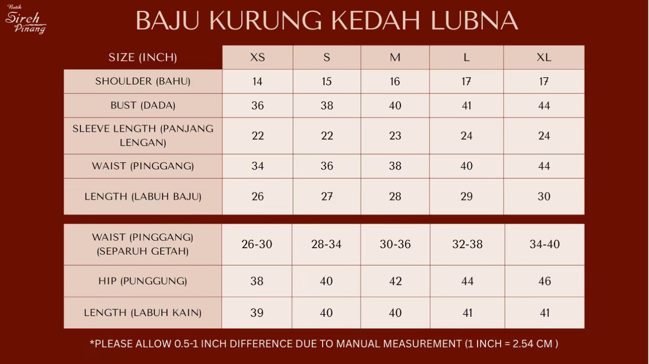 BAJU KURUNG KEDAH LUBNA