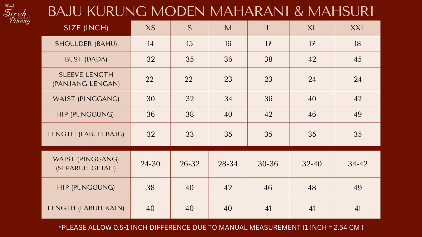 BAJU KURUNG MODEN MAHSURI & MAHARANI